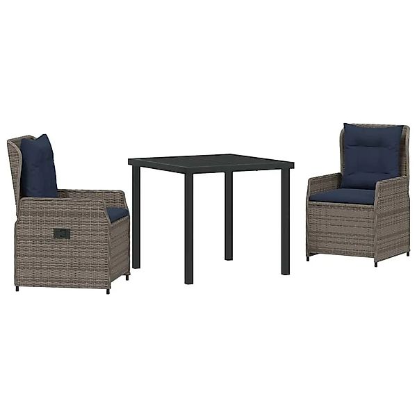 vidaXL Garten Essgruppe 3-Tlg Grau Poly Rattan 3381030 günstig online kaufen