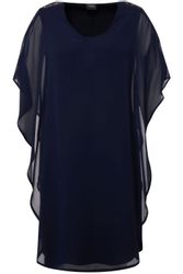 Ulla Popken Cocktailkleid Chiffonkleid doppellagig V-Ausschnitt günstig online kaufen