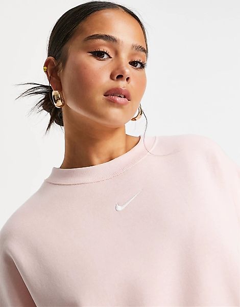 Nike – Fleece-Sweatshirt mit kurzem Schnitt in Blasskoralle-Rosa günstig online kaufen