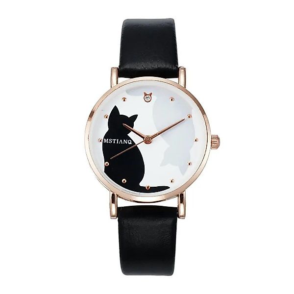 Einkaufszauber Quarzuhr Damen Armbanduhr Schwarze Katze, günstig online kaufen