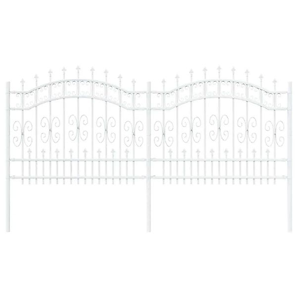 vidaXL Gartenzaun Weiß 140 cm Pulverbeschichteter Stahl 42003974 günstig online kaufen