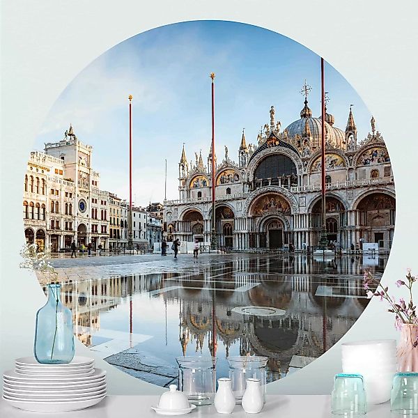 Runde Tapete selbstklebend Markusplatz in Venedig günstig online kaufen