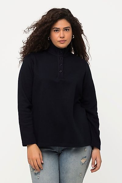 Ulla Popken Sweatshirt Sweatshirt Strick-Stehkragen Knöpfe günstig online kaufen