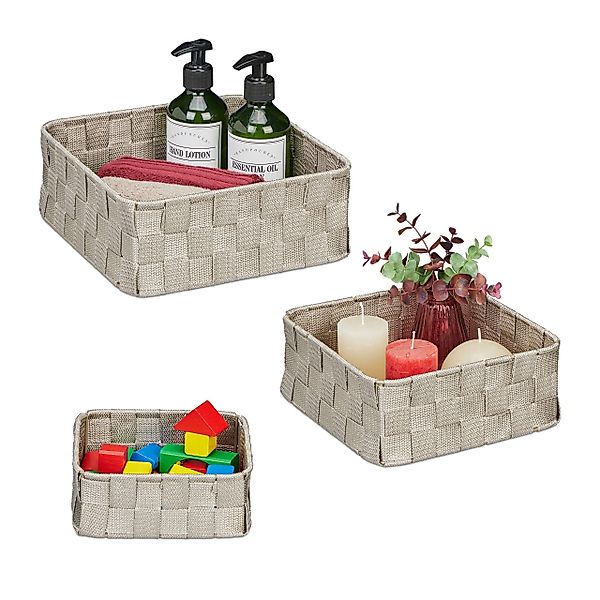 relaxdays Aufbewahrungskorb Grauer Aufbewahrungskorb 3er Set günstig online kaufen