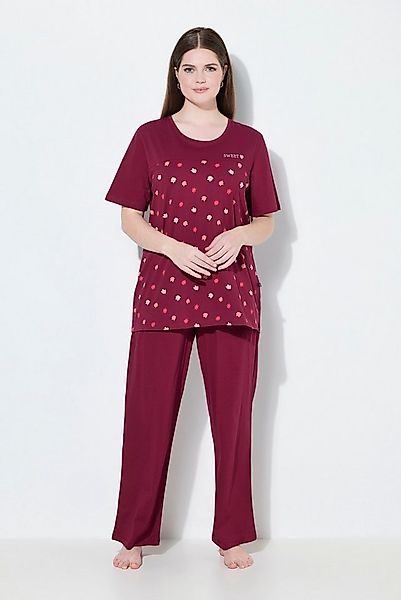 Ulla Popken Pyjama Pyjama Blüten Stickerei Rundhals Halbarm günstig online kaufen