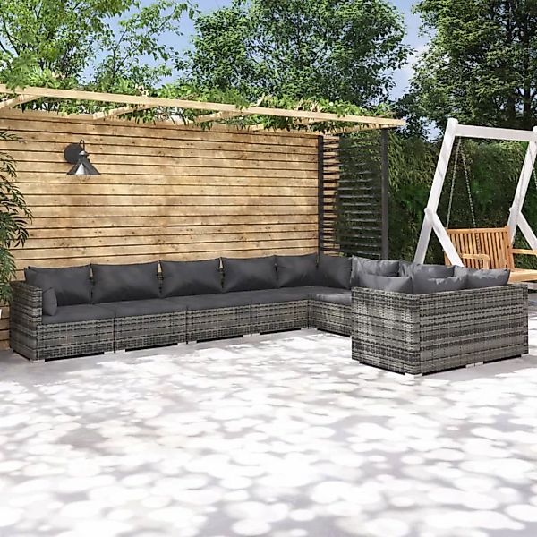 Vidaxl 9-tlg. Garten-lounge-set Mit Kissen Poly Rattan Grau günstig online kaufen