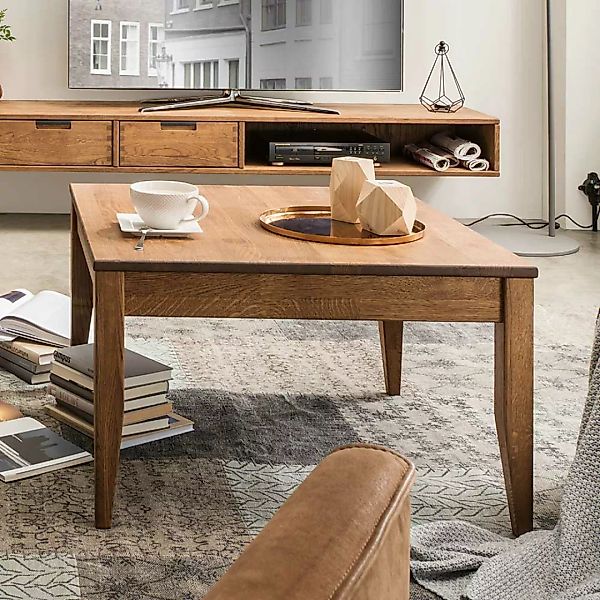 Echtholztisch für Wohnzimmer Eiche dunkel massiv günstig online kaufen