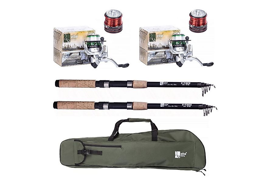 Zite Angelrutentasche 2 Teleskopruten & Angelrollen Set mit Rutentasche günstig online kaufen