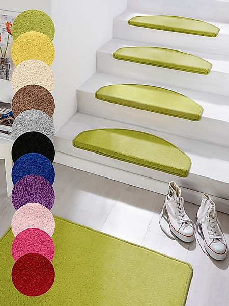 HANSE Home Stufenmatte »Fancy«, halbrund, 7 mm Höhe, 15 Stück, Treppenmatte günstig online kaufen