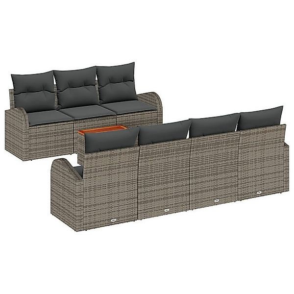 vidaXL Loungesofa 8-teiliges Garten-Sofaset mit Kissen Grau Poly Rattan, 8 günstig online kaufen