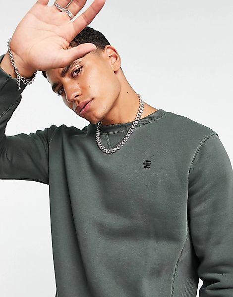 G-Star – Sweatshirt mit kleinem Logo in Grau günstig online kaufen