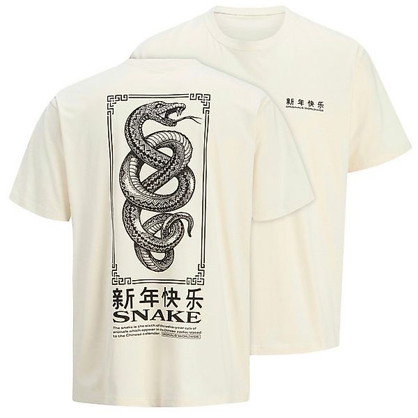 Jack & Jones Rundhalsshirt Große Größen T-Shirt creme Rückenprint JORSNAKE günstig online kaufen