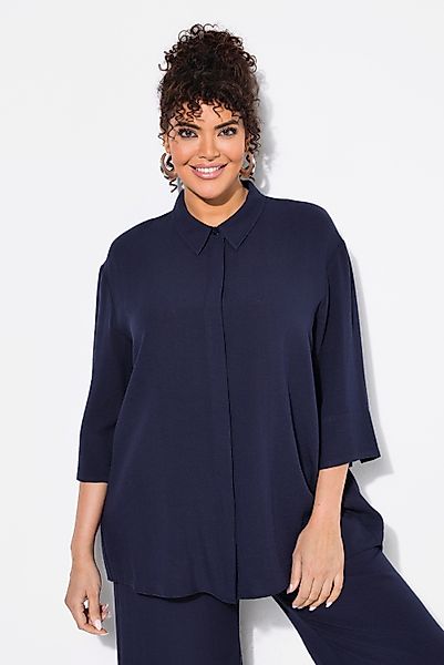 Ulla Popken Hemdbluse Hemdbluse Rückenfalte Hemdkragen günstig online kaufen