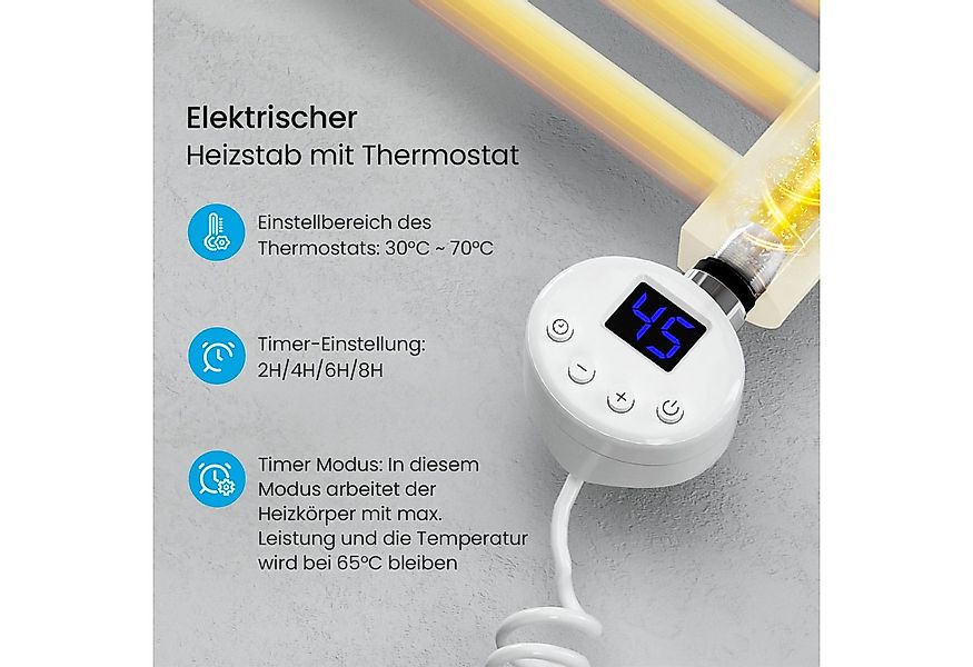 MEYKOERS Elektrischer Badheizkörper Elektro Handtuchwärmer Mit Thermostat W günstig online kaufen