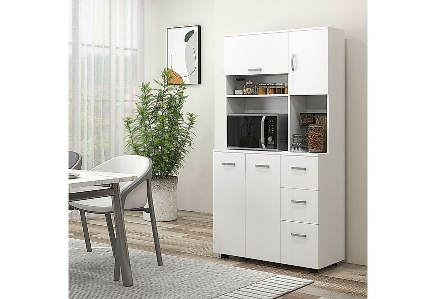 HOMCOM Küchenbuffet Küchenschrank mit 3 Schubladen, verstellbaren Einlegebö günstig online kaufen