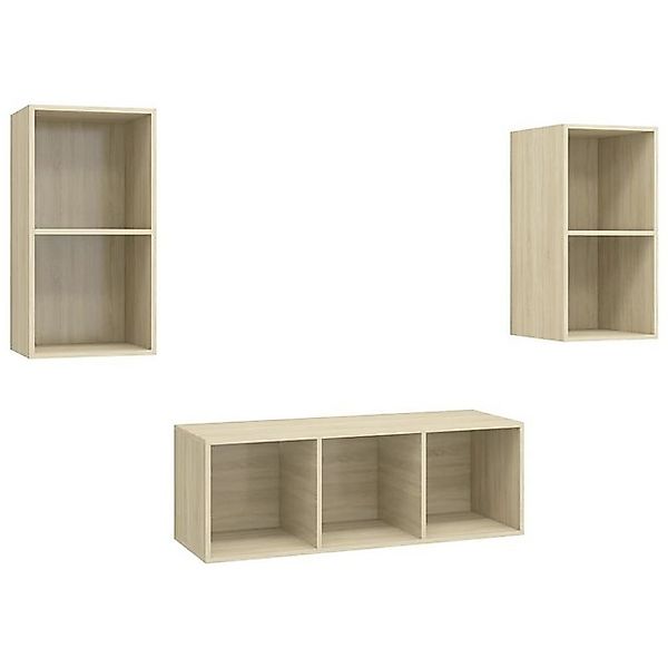 furnicato TV-Schrank 3-tlg. TV-Schrank-Set Sonoma-Eiche Holzwerkstoff (1-St günstig online kaufen