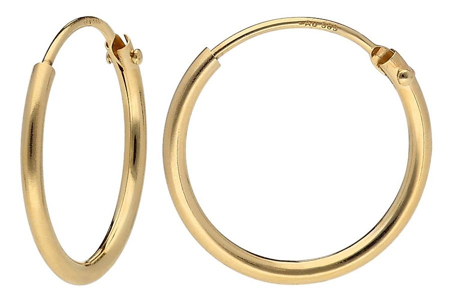 trendor Paar Creolen Damen-Gold 585 / 14K Breite 1,3 mm Ø 15 mm günstig online kaufen