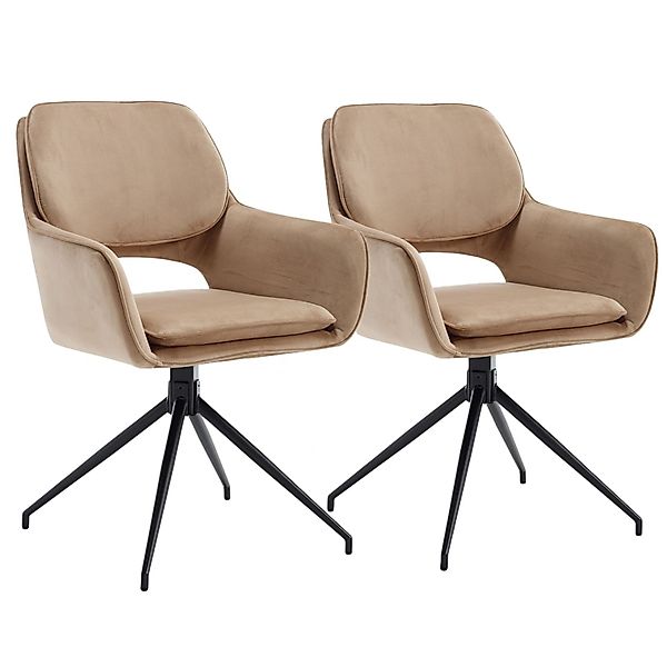 CHAIRUS Esszimmerstuhl 2er Set Drehstühle Chenille/Samt/Kunstfell günstig online kaufen