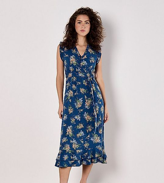 Apricot Druckkleid sommerliches Midikleid (2-tlg., mit Bindeband) mit Rüsch günstig online kaufen