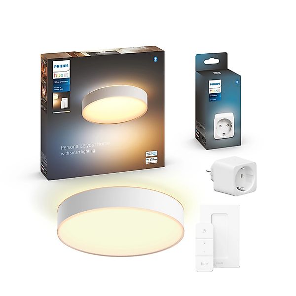 Philips Hue Bundle Deckenleuchte Enrave M Ø 38,1 cm inkl. Dimmer und SmartP günstig online kaufen