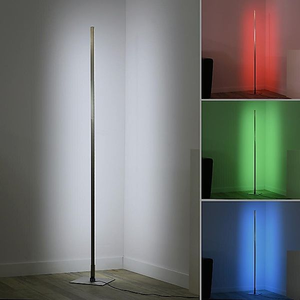 LED Stehleuchte Henry in Silber 17W 750lm RGBW günstig online kaufen