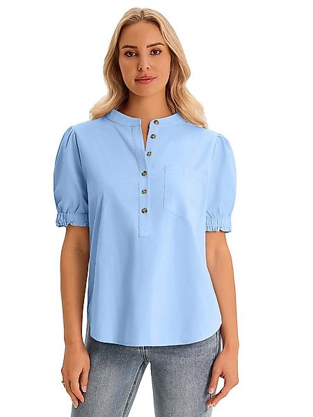 Imily Bela Kurzarmbluse Damen Puff Kurzarm-Hemden mit Knopfleiste (Packung, günstig online kaufen