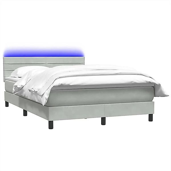 vidaXL Boxspringbett mit Matratze & LED Hellgrau 160x210 cm Samt 3316983 günstig online kaufen