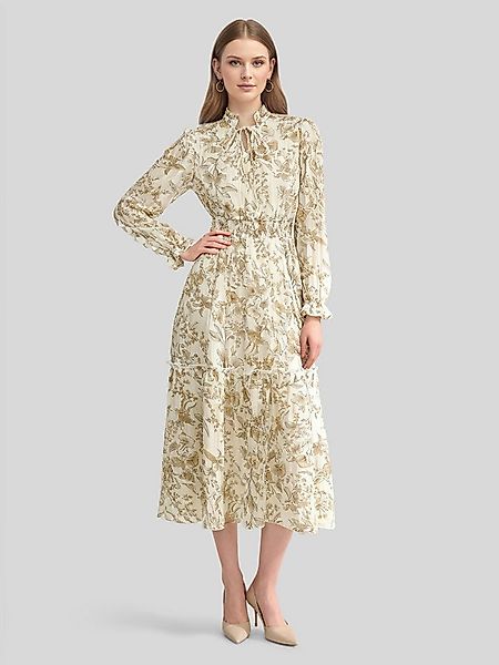 LAPA PLUS Midikleid Damen-Chiffonkleid mit langen Ärmeln, Bedrucktes Kleid günstig online kaufen