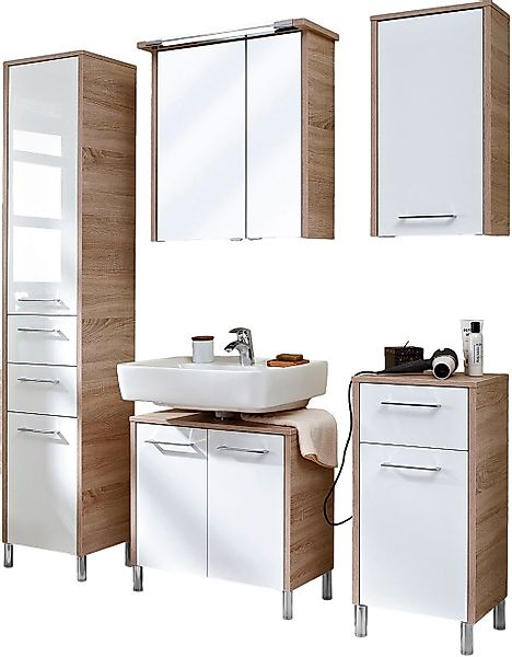 Saphir Badmöbel-Set "Quickset 382 5-teilig, Waschbeckenunterschrank mit LED günstig online kaufen