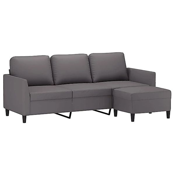 vidaXL 3-Sitzer-Sofa mit Hocker Grau 180 cm Kunstleder 3201124 günstig online kaufen