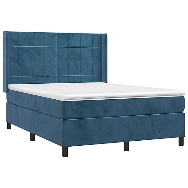 vidaXL Boxspringbett mit Matratze & LED Dunkelblau 140x200 cm Samt 3139569 günstig online kaufen