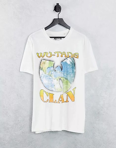 Pull&Bear – Oversize-T-Shirt in Weiß mit Wu-Tang Clan-Print günstig online kaufen