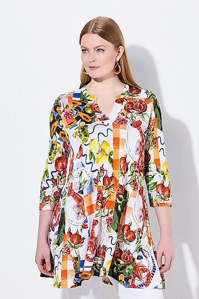 Ulla Popken Tunika Slinky-Bluse Food-Design A-Linie Stehkragen günstig online kaufen