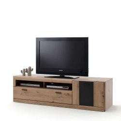 TV Möbel in Eiche Optik und Dunkelgrau 50 cm hoch günstig online kaufen