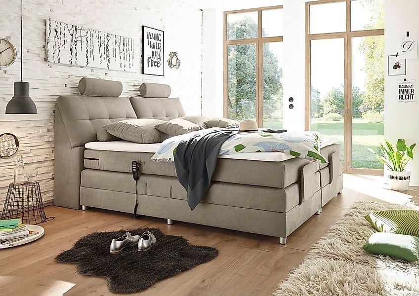 ED EXCITING DESIGN Boxspringbett Palermo, inkl. Motor, Topper, Kopfstütze u günstig online kaufen