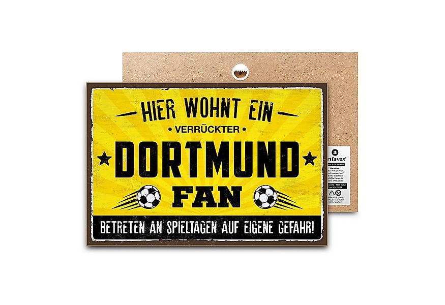ARTFAVES Holzbild Schild mit Spruch - Hier wohnt ein verrückter DORTMUND Fa günstig online kaufen