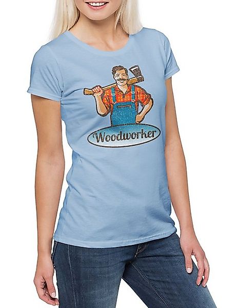 Urban Backwoods Print-Shirt Woodworker II Damen T-Shirt Holzfäller Axt Wald günstig online kaufen
