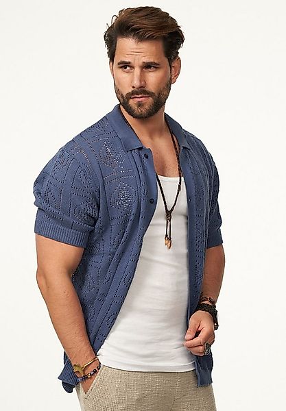 SOULSTAR Poloshirt im Crochet Vintage Summer-Look Herren Kurzarm Strick Pol günstig online kaufen