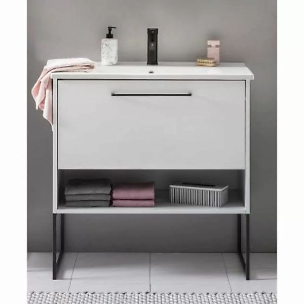 Lomadox Badezimmer Waschtisch mit Kufengestell LIMOGES-80 in Kreideweiß, B/ günstig online kaufen
