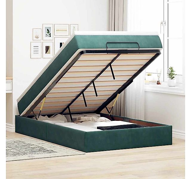 vidaXL Bett, Ottoman-Bett mit Matratze Dunkelgrün 120x200 cm Samt günstig online kaufen