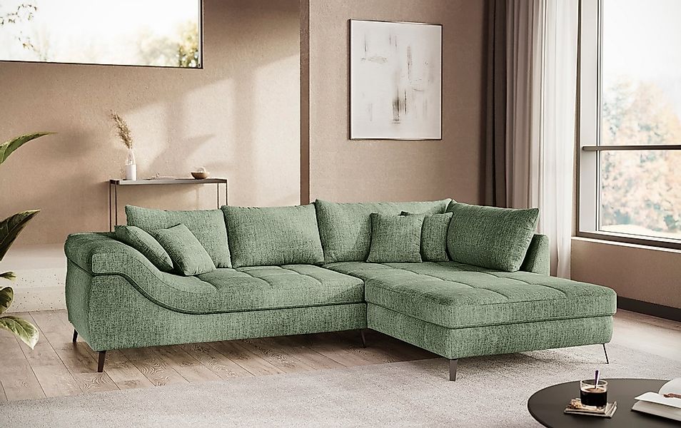 Mr. Couch Ecksofa »Portofino L-Form«, 4 Bezugsqualitäten, 13,5 cm hohe Meta günstig online kaufen