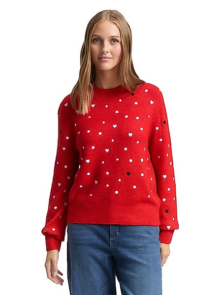 TOM TAILOR Denim Strickpullover mit Stickereien günstig online kaufen