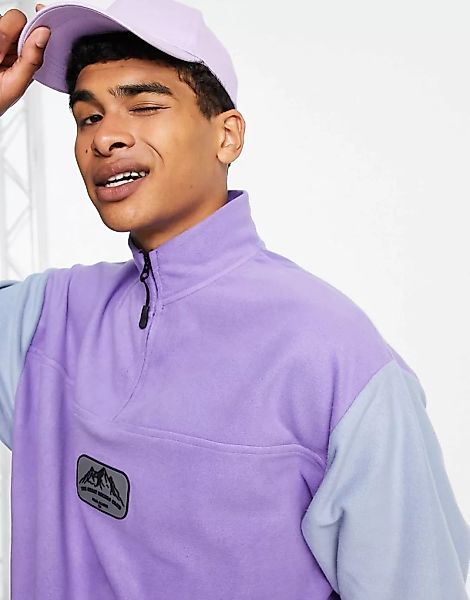 ASOS DESIGN – Oversized-Sweatshirt aus Polar-Fleece mit Farbblockdesign an günstig online kaufen