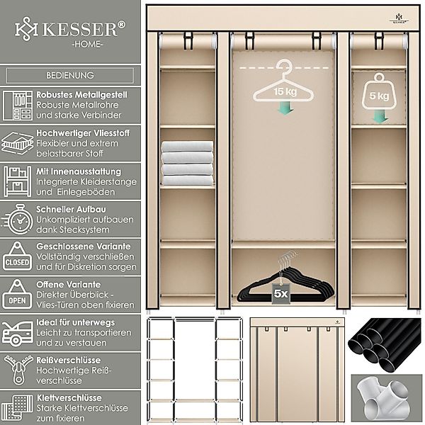 KESSER Kleiderschrank Stoffschrank Stabil mit Kleiderstange günstig online kaufen