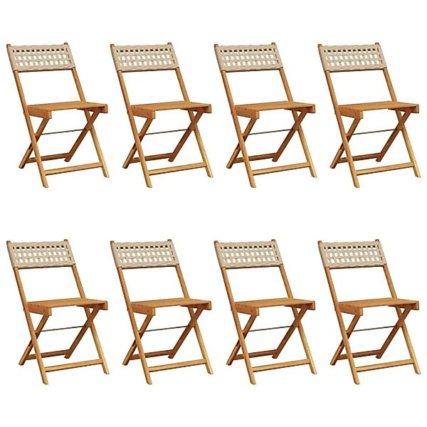 vidaXL Gartenstühle 8 Stk Klappbar Beige Poly Rattan & Massivholz 3214600 günstig online kaufen