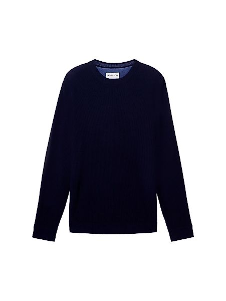 Tom Tailor Rundhalspullover Structured Knit dunkelblau günstig online kaufen