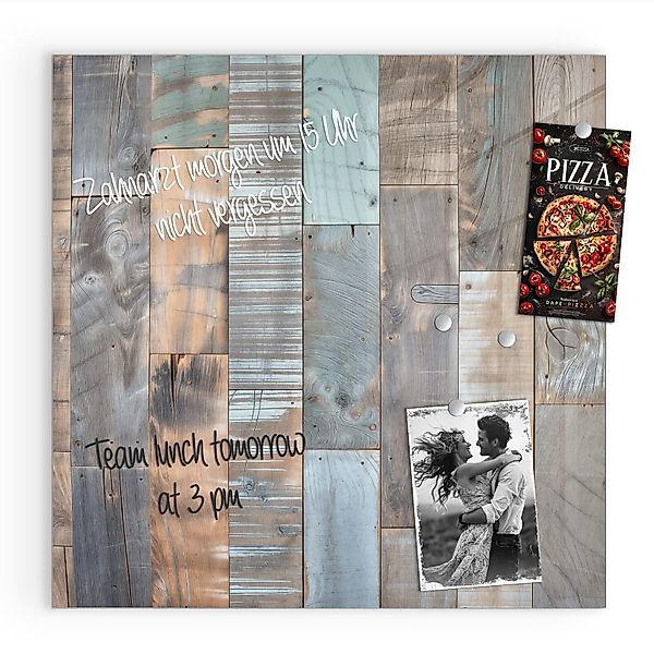 Primedeco Magnettafel Glas Holzplanken Vintage Pinnwand günstig online kaufen