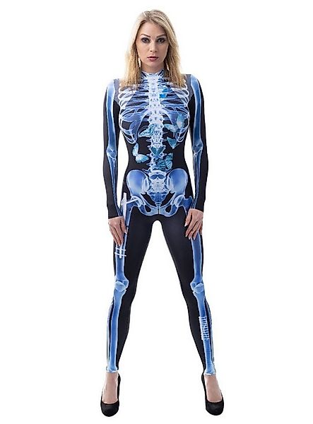 Metamorph Kostüm X-Ray Catsuit Kostüm, Hautenger Overall im leuchtend blaue günstig online kaufen