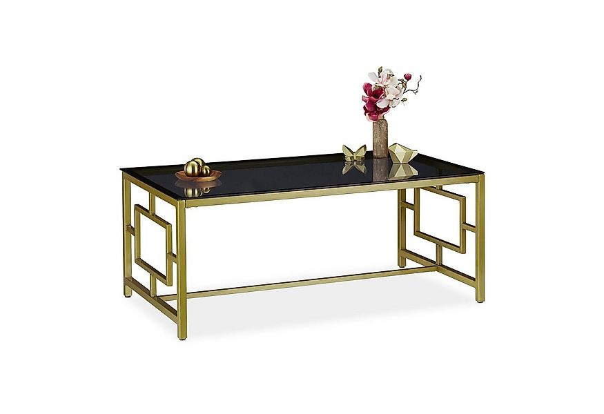 relaxdays Couchtisch Glas Schwarz & Gold günstig online kaufen