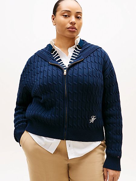 Tommy Hilfiger Curve Kapuzenstrickjacke "CRV CO CABLE MID GG LS ZIP HOODY" günstig online kaufen